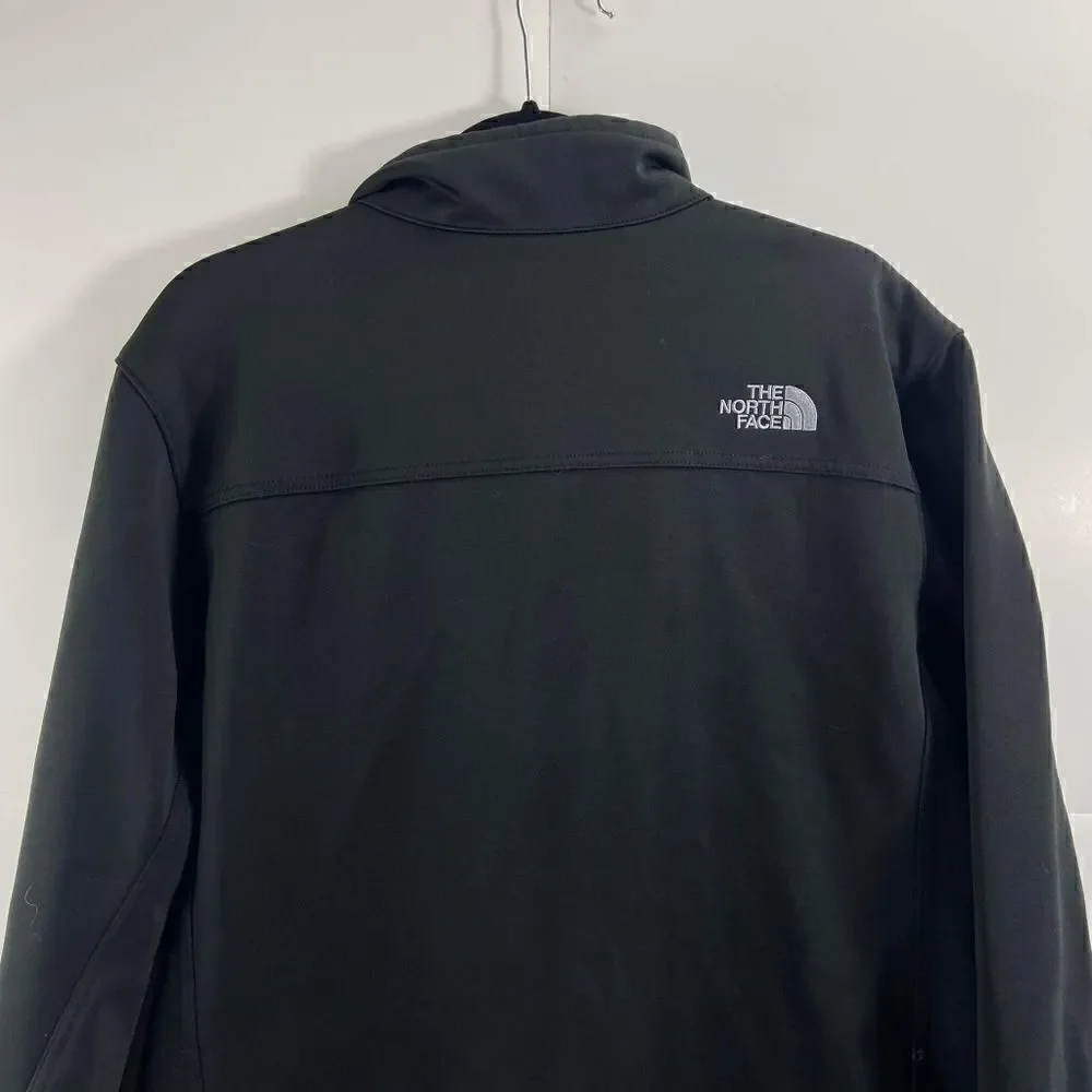The North Face men's large windwall Soft-shell  Jacket Black Full Zip logo EUC
